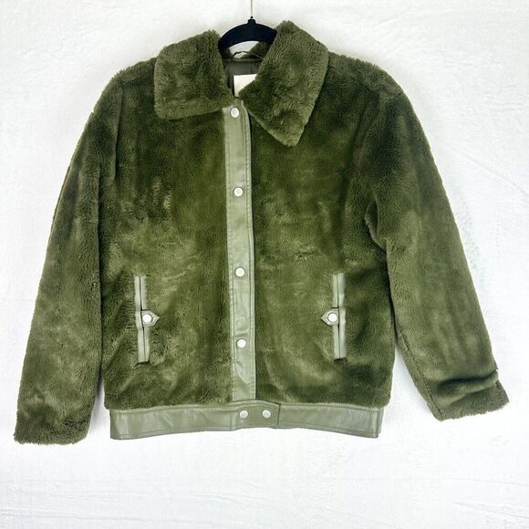 Anthropologie Avec Les Filles Verdant Faux Fur Jacket Size Small Greenc - Picture 2 of 8